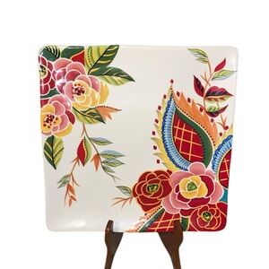 VIDA by Eva Mendes Rose Print for Espana 11” Square Dinner Plate